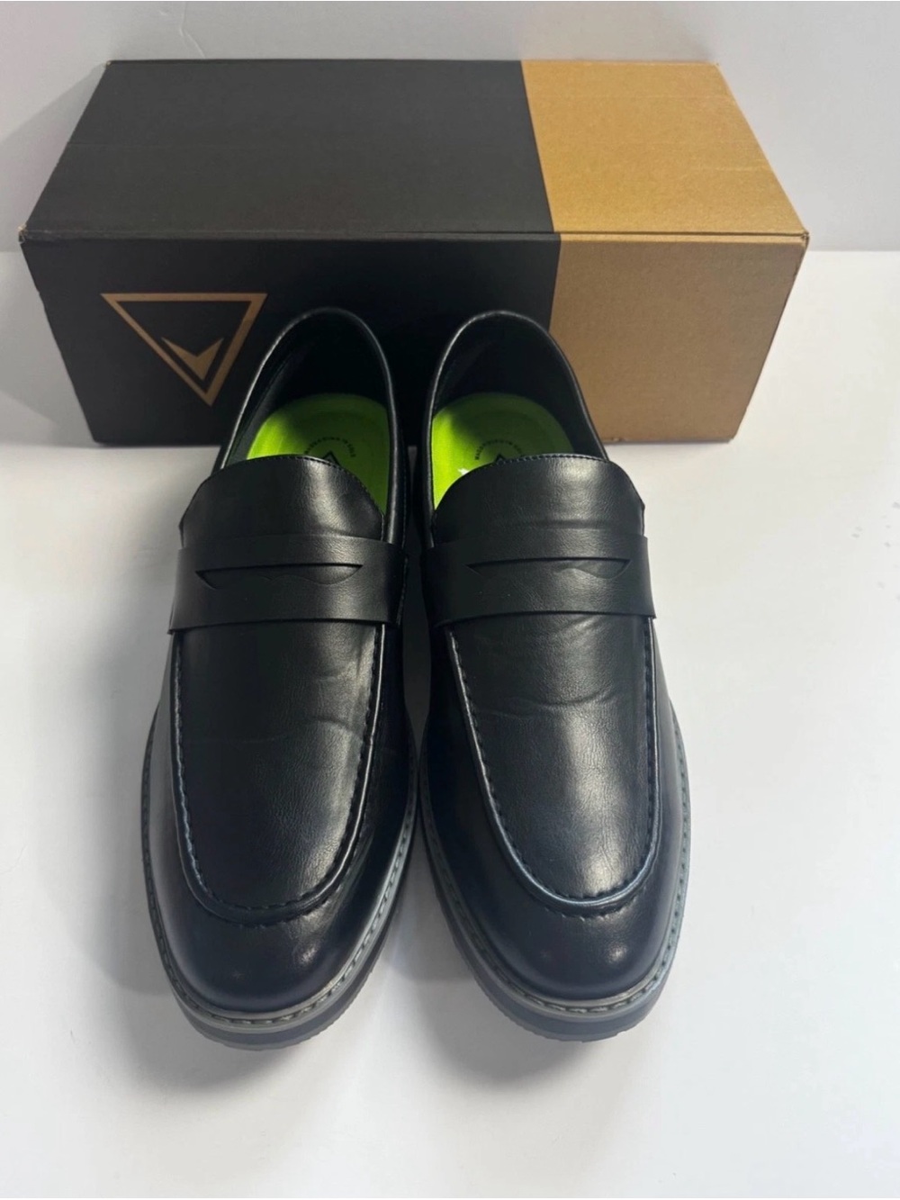 Vance Co Kahlil Mens Size 10.5 Slip-On Penny Loafers Black Leather